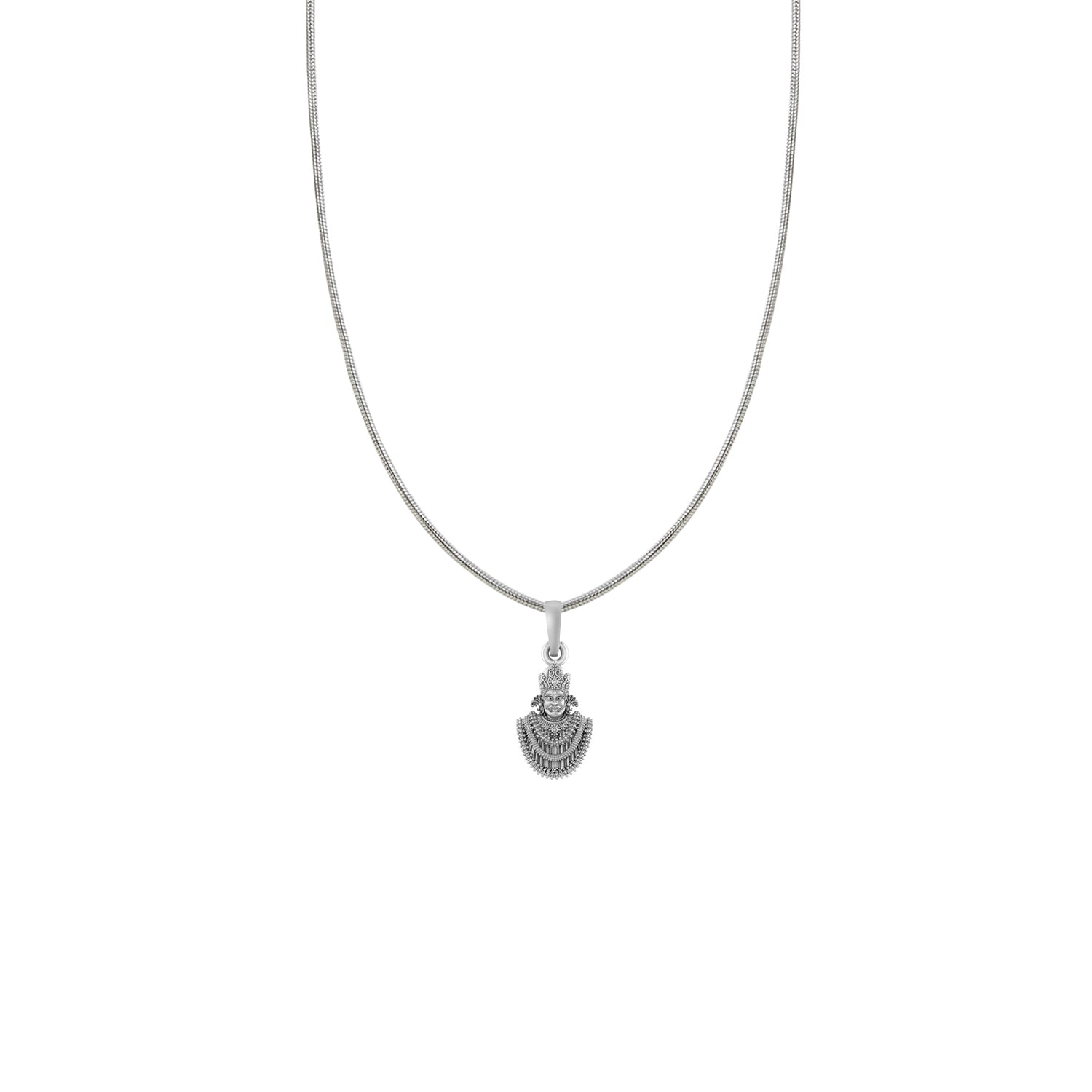 God Baba Khatu Shyam Silver Chain Pendant (92.5% purity) by Akshat Sapphire Baba Khatu Shyam Chain Pendant  for Kids (Snake Chain: 15 Inches)