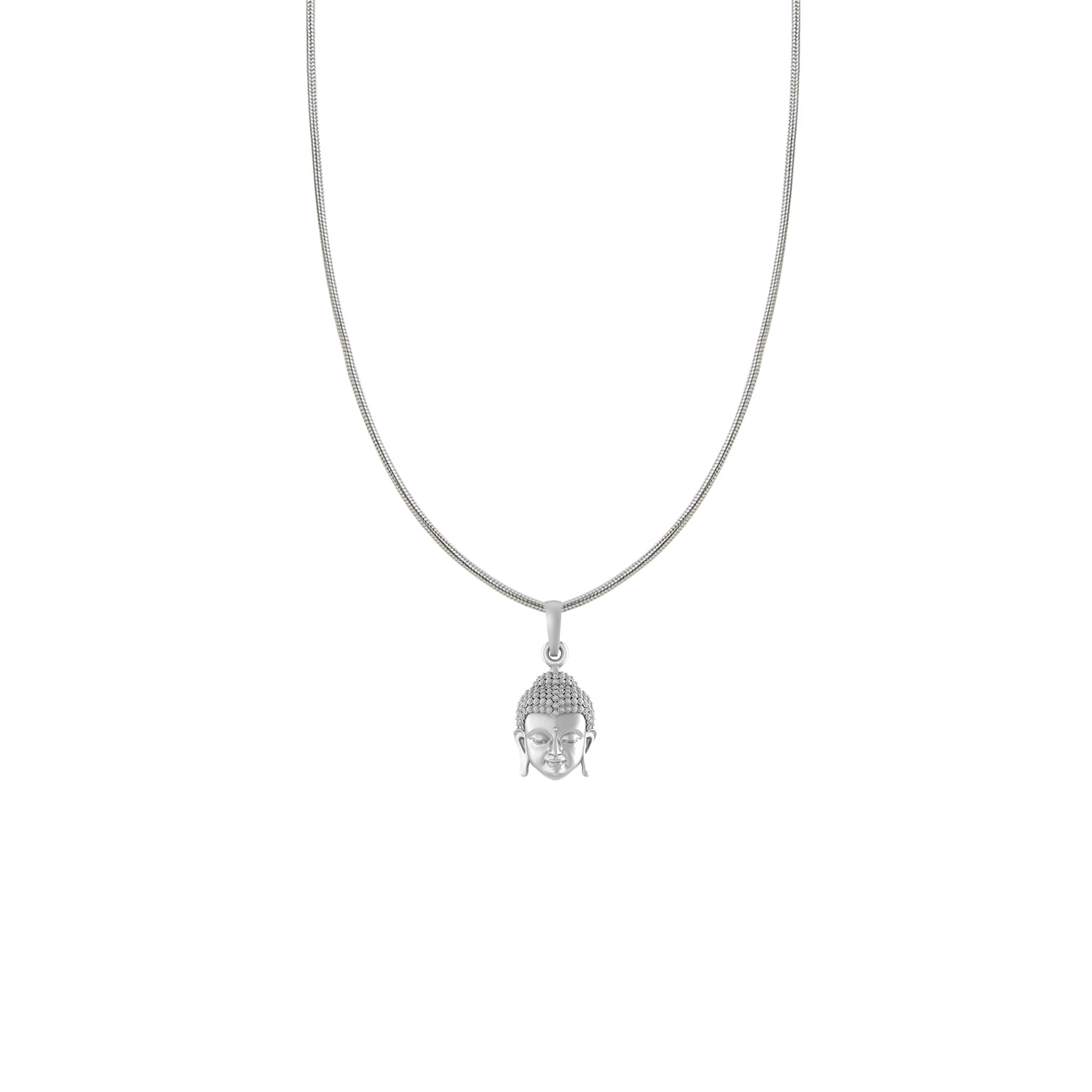 God Gautam Buddha Silver Chain Pendant by Akshat Sapphire Gautam Buddha Chain Pendant for Kids (Snake Chains: 15 Inches)