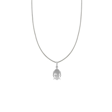 God Gautam Buddha Silver Chain Pendant by Akshat Sapphire Gautam Buddha Chain Pendant for Kids (Snake Chains: 15 Inches)