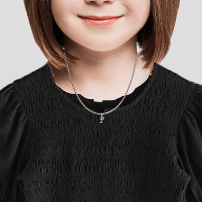 Alphabet Silver Chain Pendant (92.5% purity) for kids by (Snake Chain: 15 Inches)