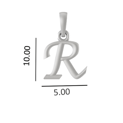 Alphabet Silver Chain Pendant (92.5% purity) for kids by (Snake Chain: 15 Inches)