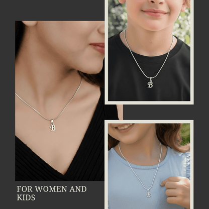 Alphabet B Pendant for Kids by Akshat Sapphire 92.5 Silver KD_B_8024