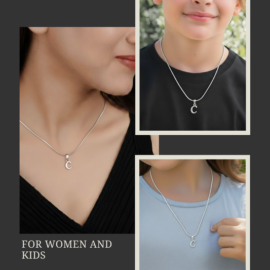 92.5% Pure Sterling Silver Precious Name Alphabet Pendant For Kids And Girls