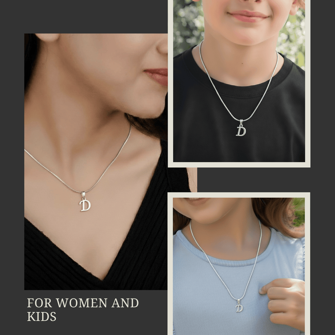 Alphabet D Pendant for Kids by Akshat Sapphire 92.5 Silver KD_D_8026
