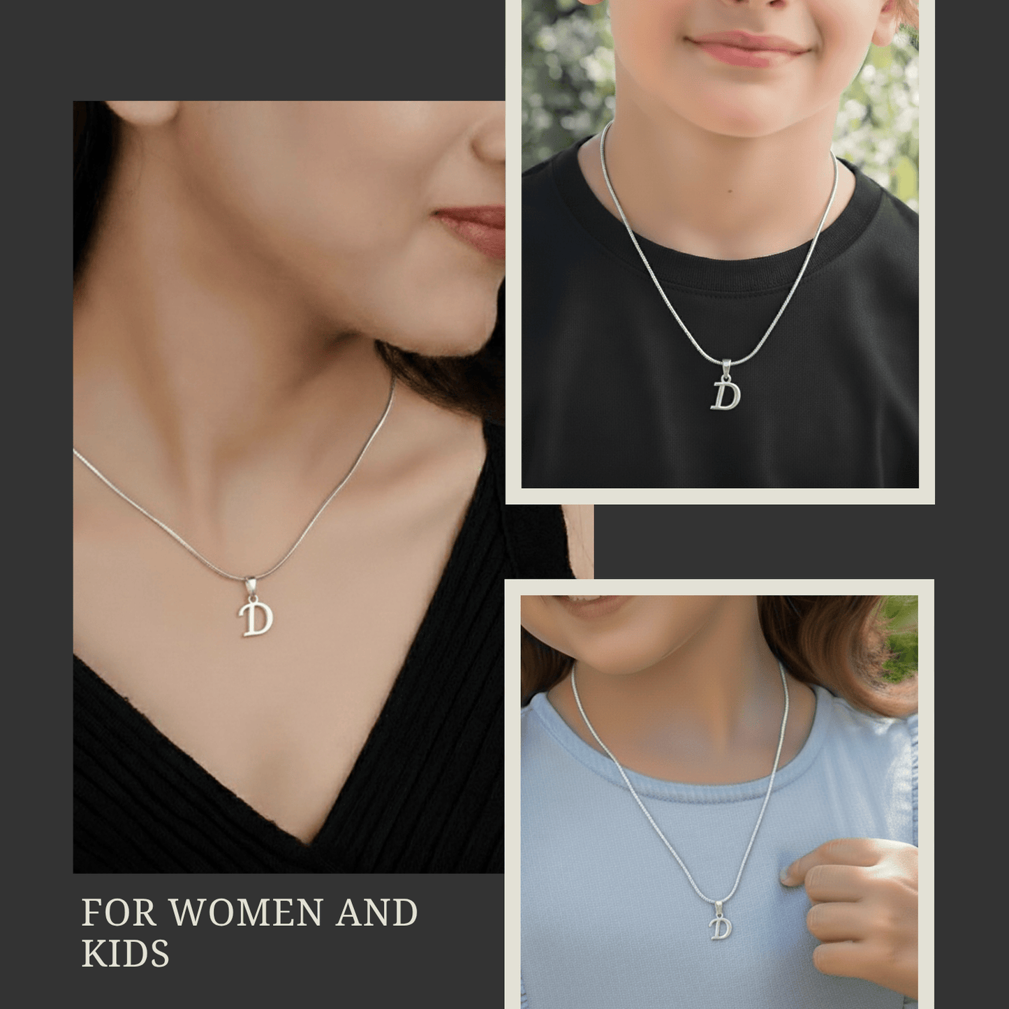 Alphabet D Pendant for Kids by Akshat Sapphire 92.5 Silver KD_D_8026