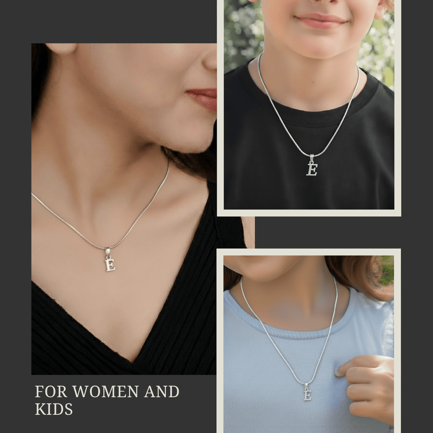 Alphabet E Pendant for Kids by Akshat Sapphire 92.5 Silver KD_E_8027