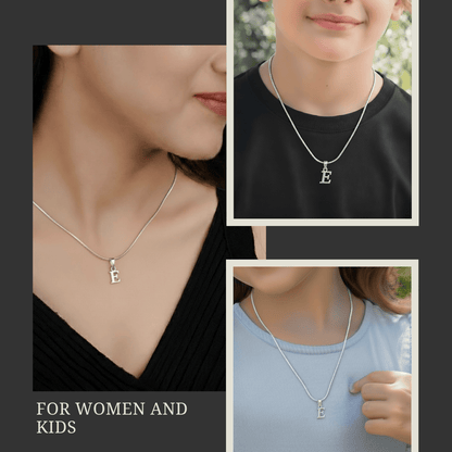 Alphabet E Pendant for Kids by Akshat Sapphire 92.5 Silver KD_E_8027