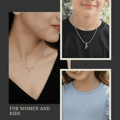 92.5% Pure Sterling Silver Precious Name Alphabet Pendant For Kids And Girls