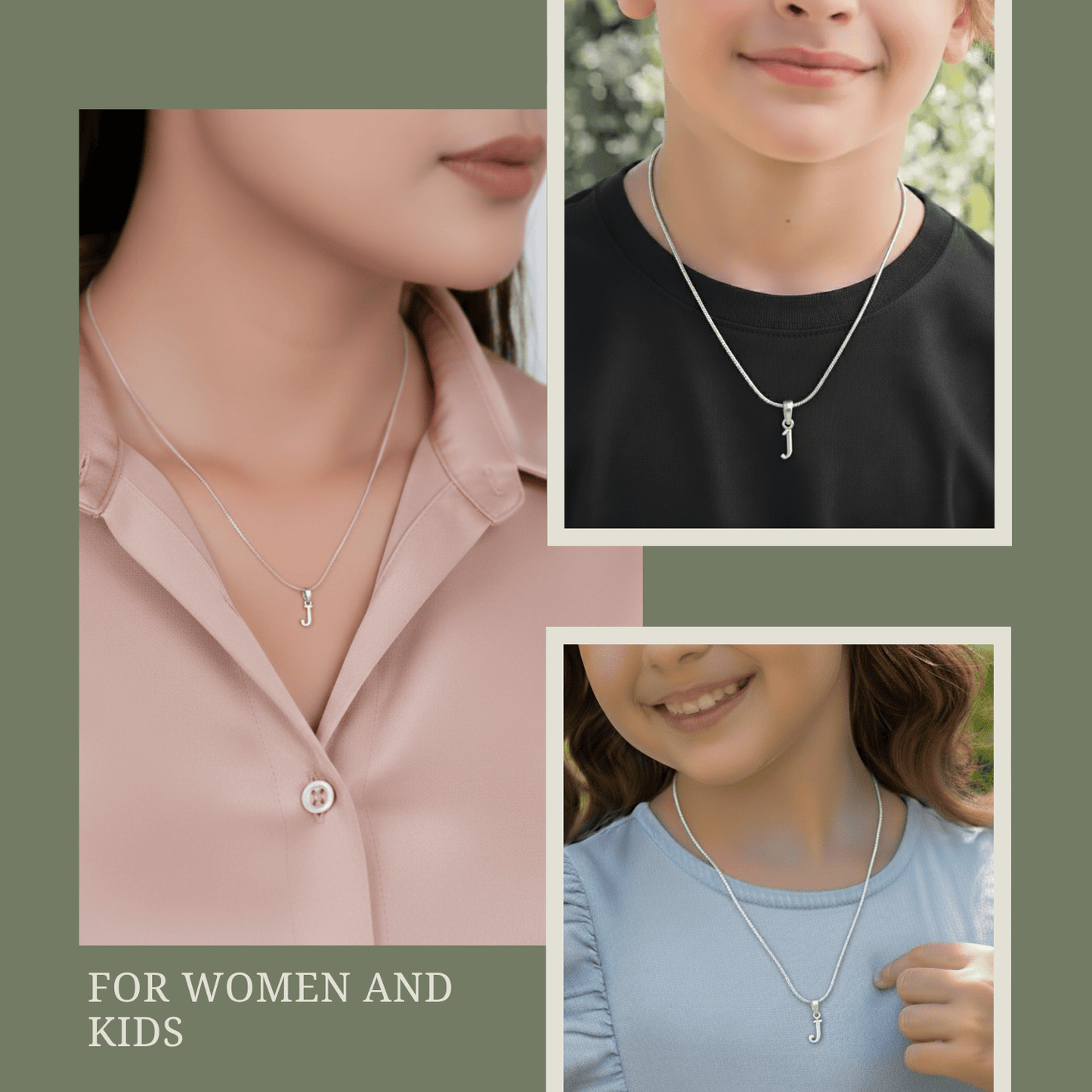 Alphabet J Pendant for Kids by Akshat Sapphire 92.5 Silver KD_J_8032