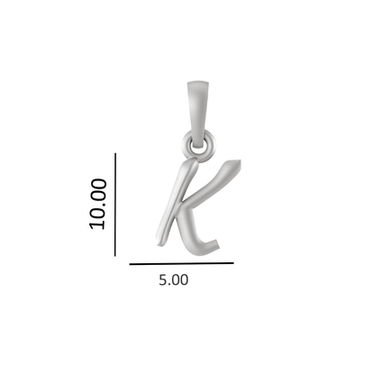 Alphabet K Pendant for Kids by Akshat Sapphire 92.5 Silver KD_K_8033