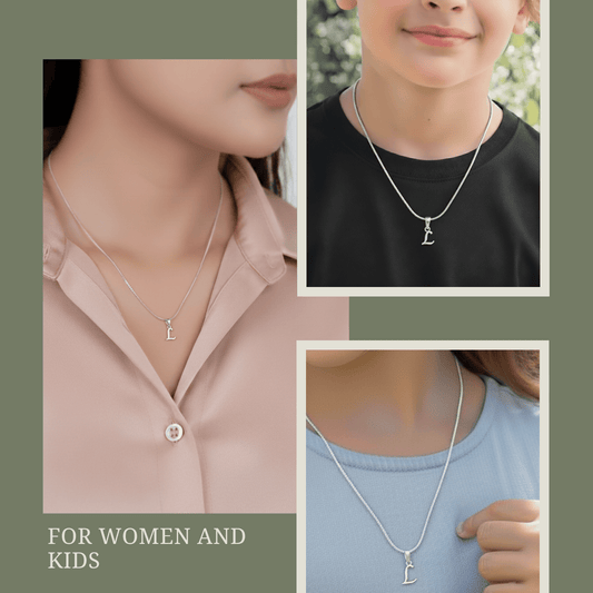 Alphabet L Pendant for Kids by Akshat Sapphire 92.5 Silver KD_L_8034