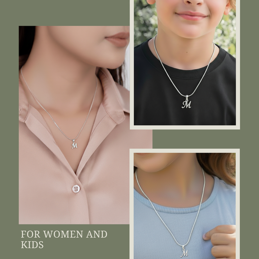 92.5% Pure Sterling Silver Precious Name Alphabet Pendant For Kids And Girls