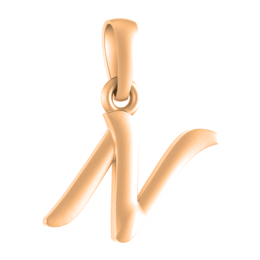 Alphabet N Pendant for Kids by Akshat Sapphire 22CT Gold Plated Silver 92.5 Purity KD_N_8036_Gold
