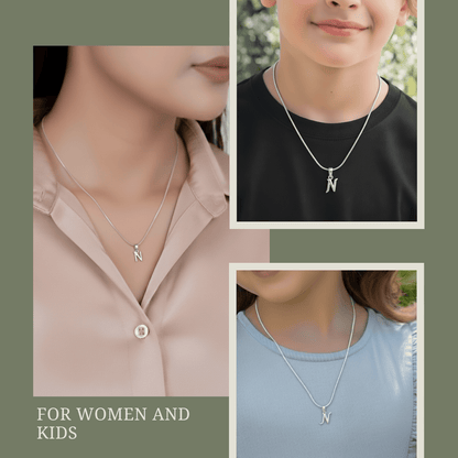 Alphabet N Pendant for Kids by Akshat Sapphire 92.5 Silver KD_N_8036