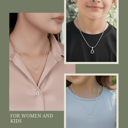 Alphabet O Pendant for Kids by Akshat Sapphire 92.5 Silver KD_O_8037