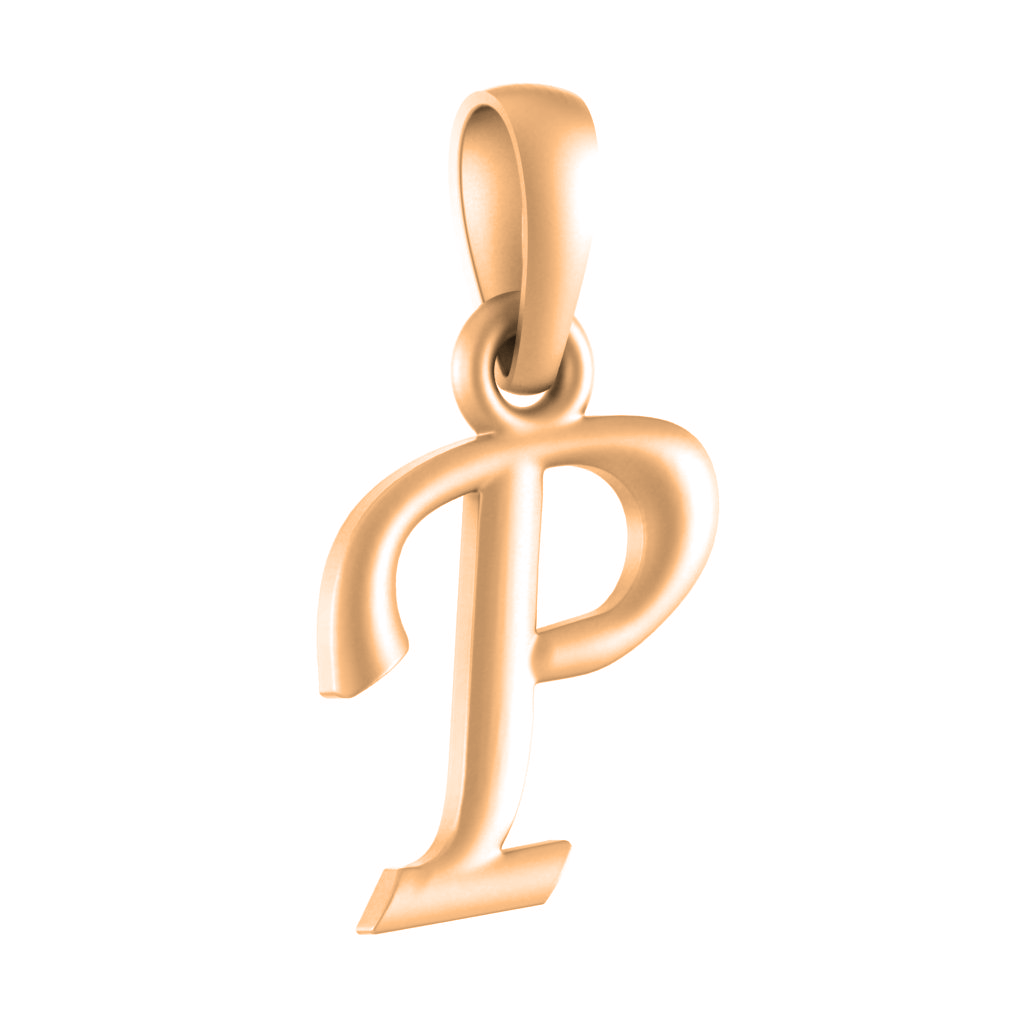 Alphabet P Pendant for Kids by Akshat Sapphire 22CT Gold Plated Silver 92.5 Purity KD_P_8038_Gold