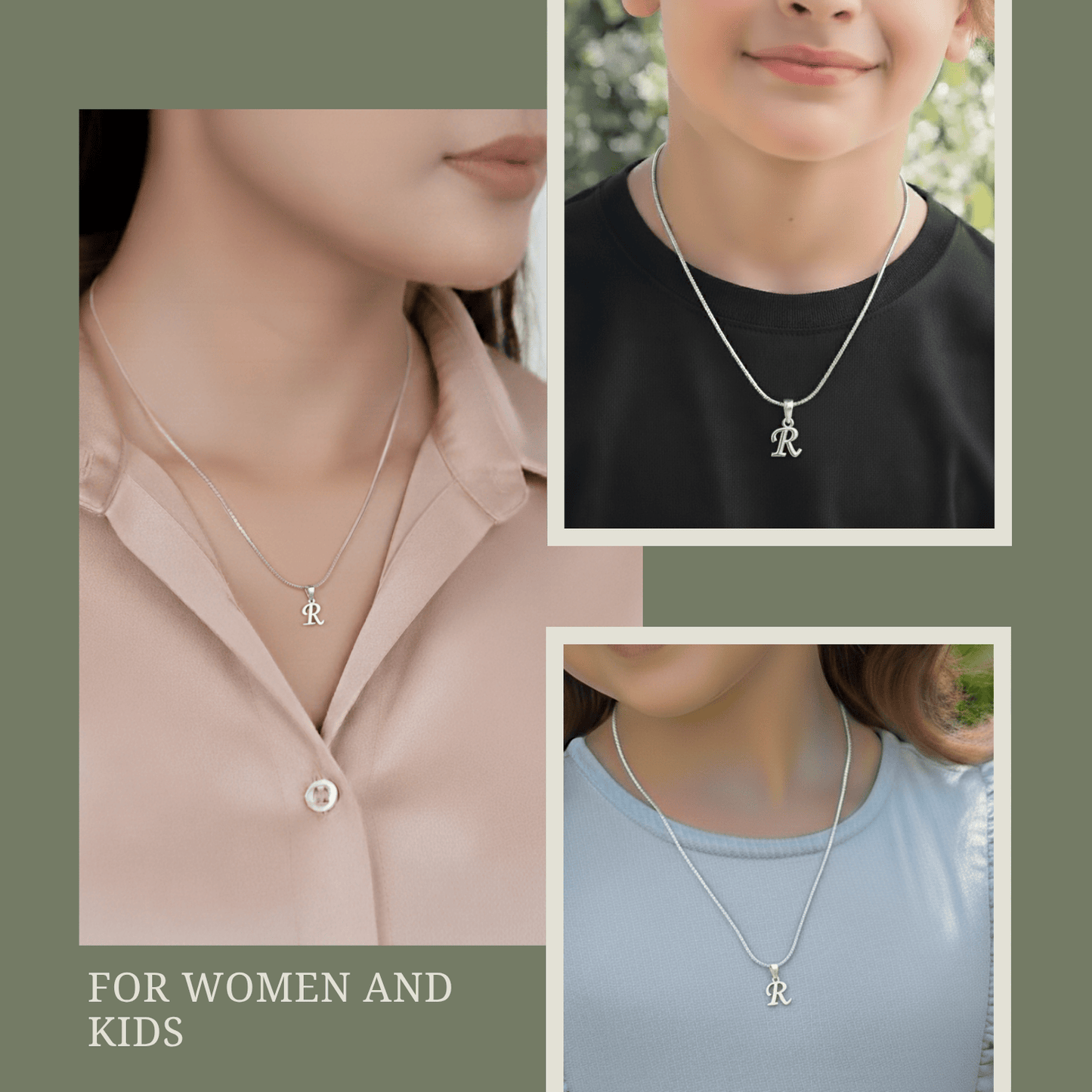 Alphabet R Pendant for Kids by Akshat Sapphire 92.5 Silver KD_R_8040