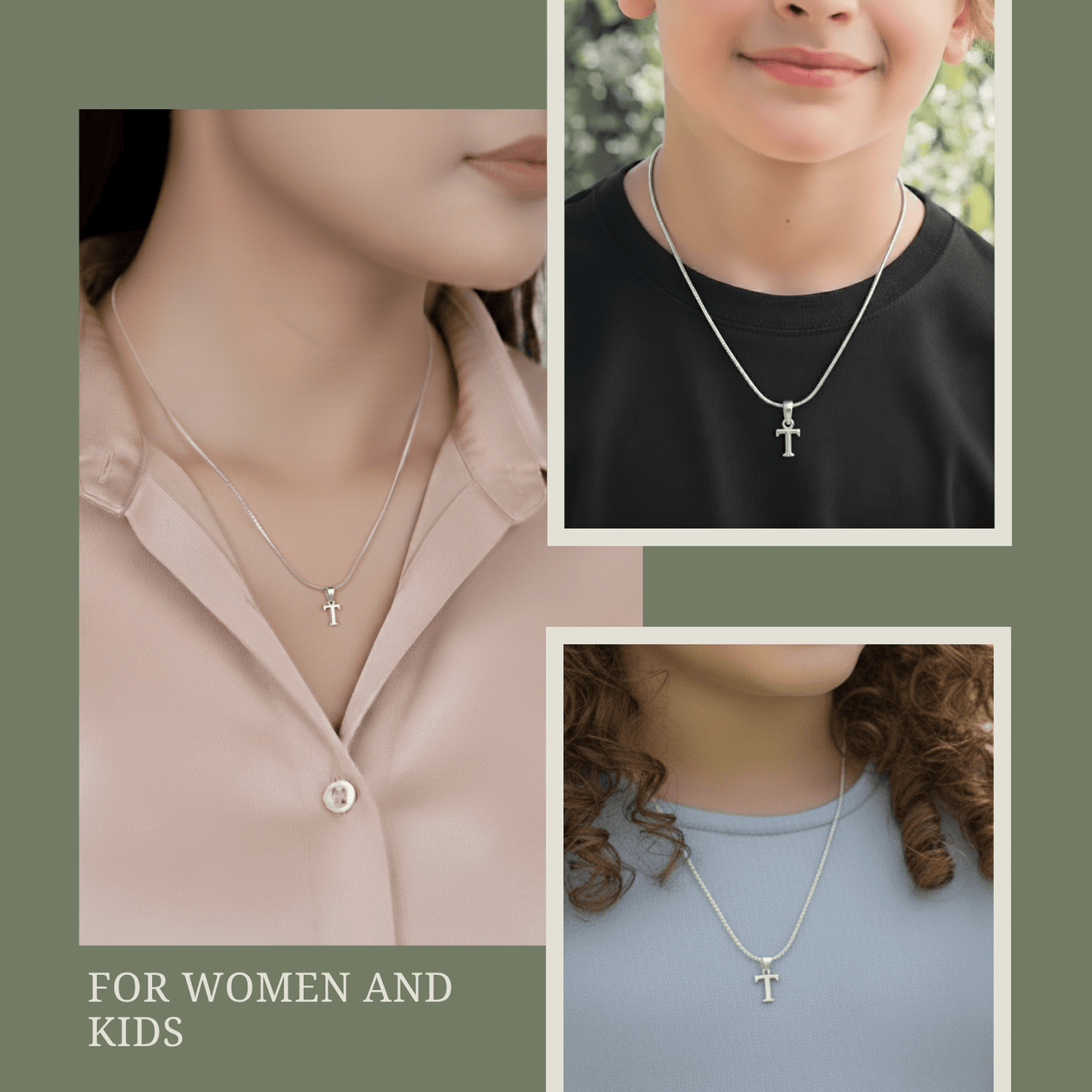 Alphabet T Pendant for Kids by Akshat Sapphire 92.5 Silver KD_T_8042