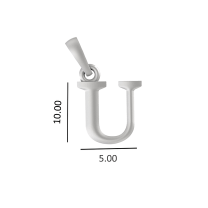 Alphabet U Pendant for Kids by Akshat Sapphire 92.5 Silver KD_U_8043