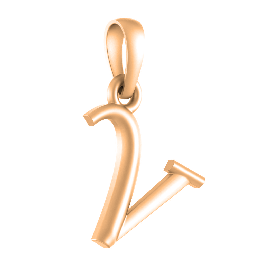 Alphabet V Pendant for Kids by Akshat Sapphire 22CT Gold Plated Silver 92.5 Purity KD_V_8044_Gold