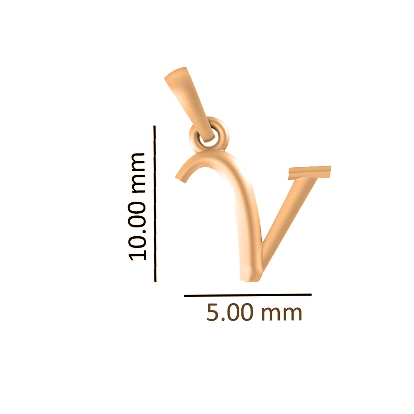 Alphabet V Pendant for Kids by Akshat Sapphire 22CT Gold Plated Silver 92.5 Purity KD_V_8044_Gold