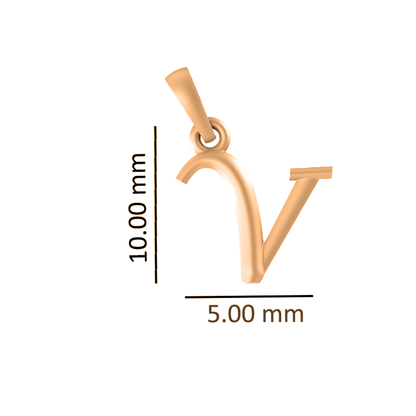 Alphabet V Pendant for Kids by Akshat Sapphire 22CT Gold Plated Silver 92.5 Purity KD_V_8044_Gold