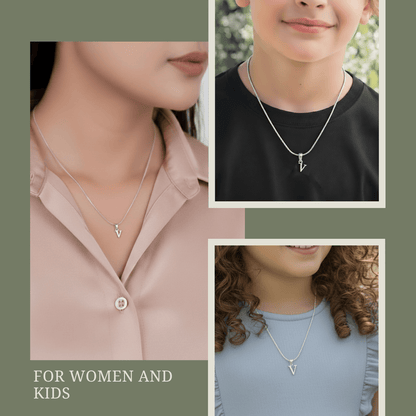 Alphabet V Pendant for Kids by Akshat Sapphire 92.5 Silver KD_V_8044