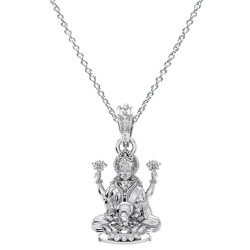 Akshat Sapphire Sterling Silver (92.5% purity) Goddess Laxmi Ji Chain Pendant (Pendant with Anchor Chain-22 inches) for Men & Women Pure Silver Lord Laxmi Ji Chain Locket for Health & Wealth