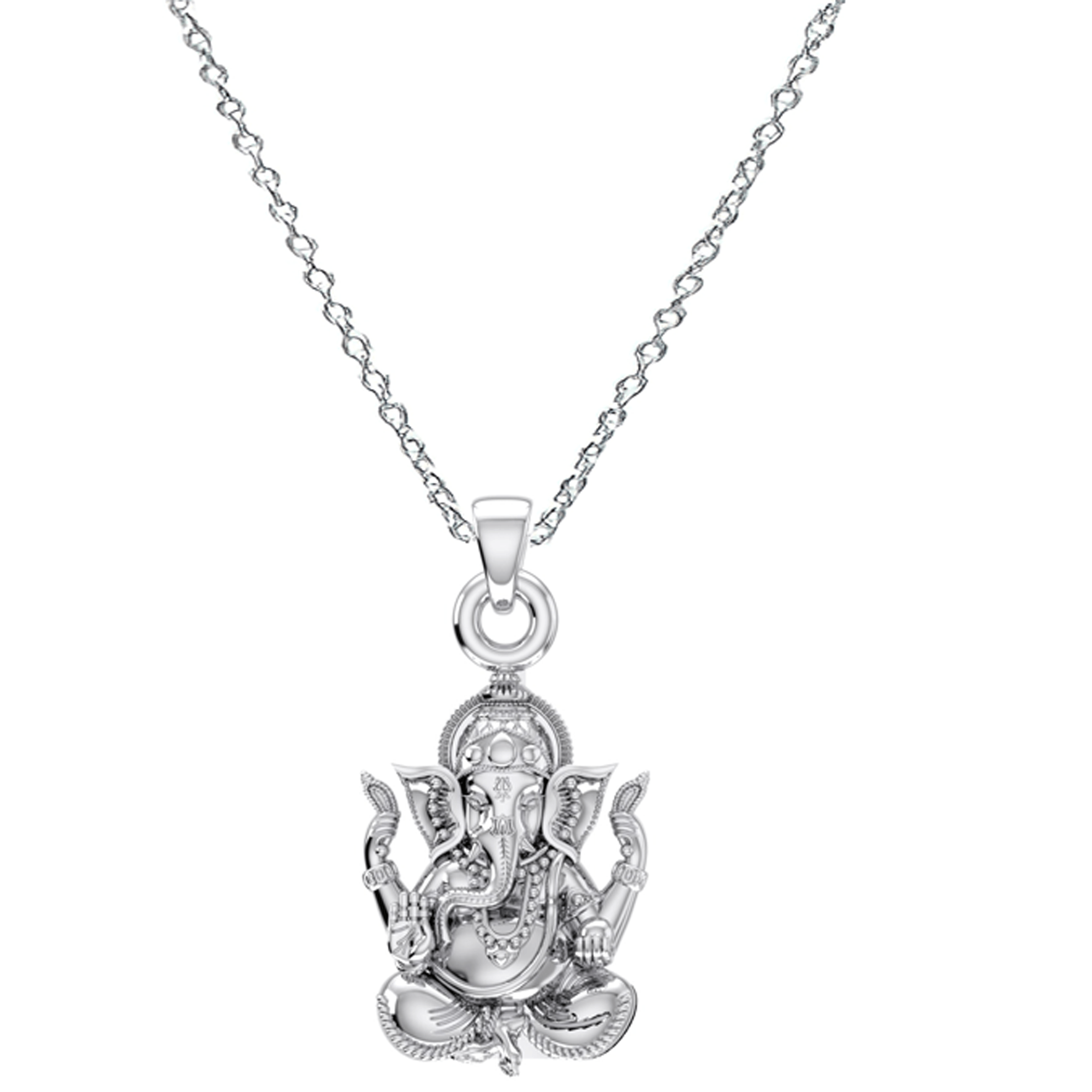 Akshat Sapphire Sterling Silver (92.5% purity) God Ganesha Chain Pendant (Pendant with Anchor Chain-22 inches) for Men & Women Pure Silver Lord Ganapathy Chain Locket for Good Health & Wealth