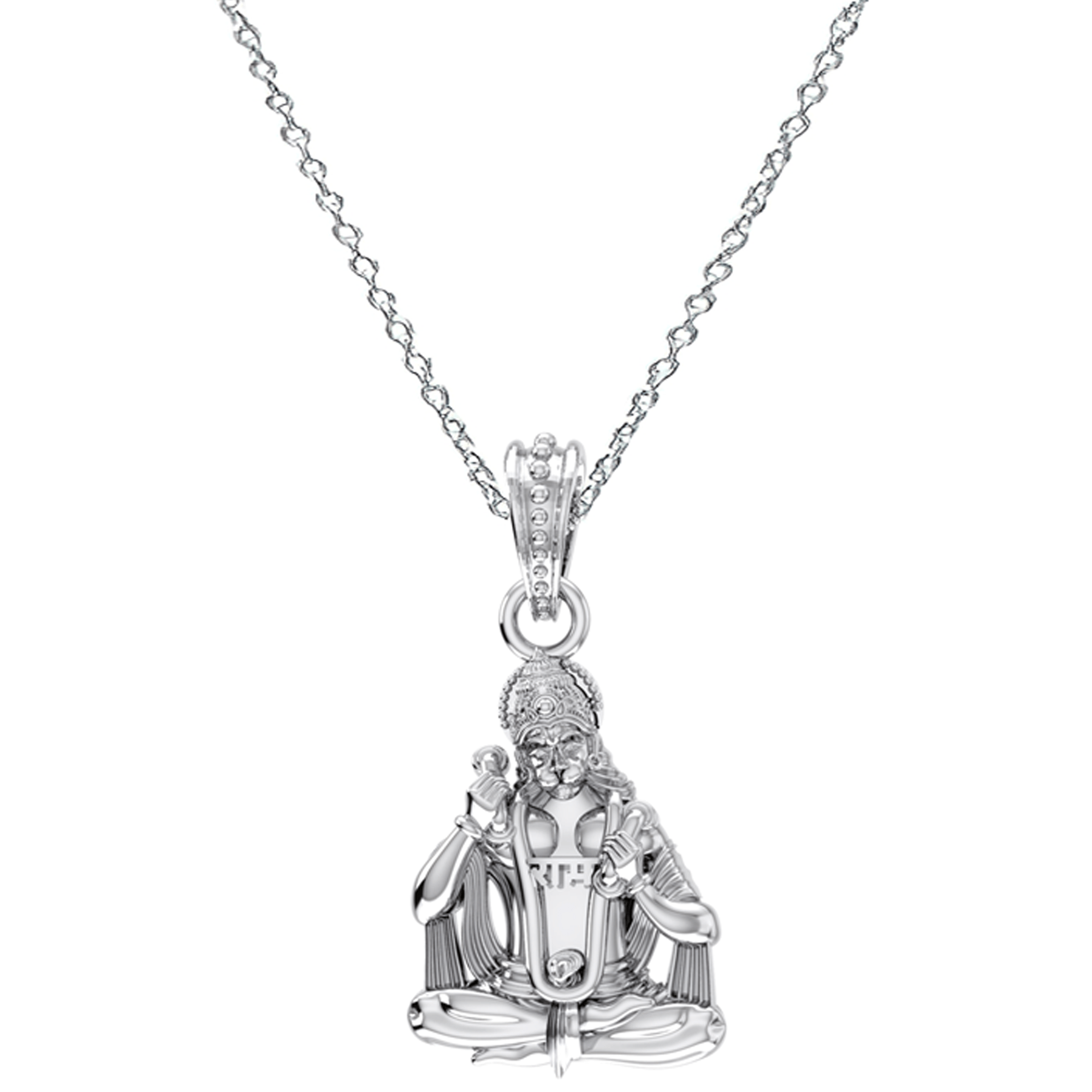 God Hanuman Chain Pendant (Pendant with Anchor Chain- 22 inches) for Men & Women Pure Silver Lord bajrang bali Chain Locket for Good Health & Wealth