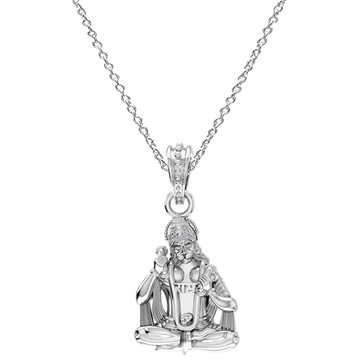 God Hanuman Chain Pendant (Pendant with Anchor Chain- 22 inches) for Men & Women Pure Silver Lord bajrang bali Chain Locket for Good Health & Wealth