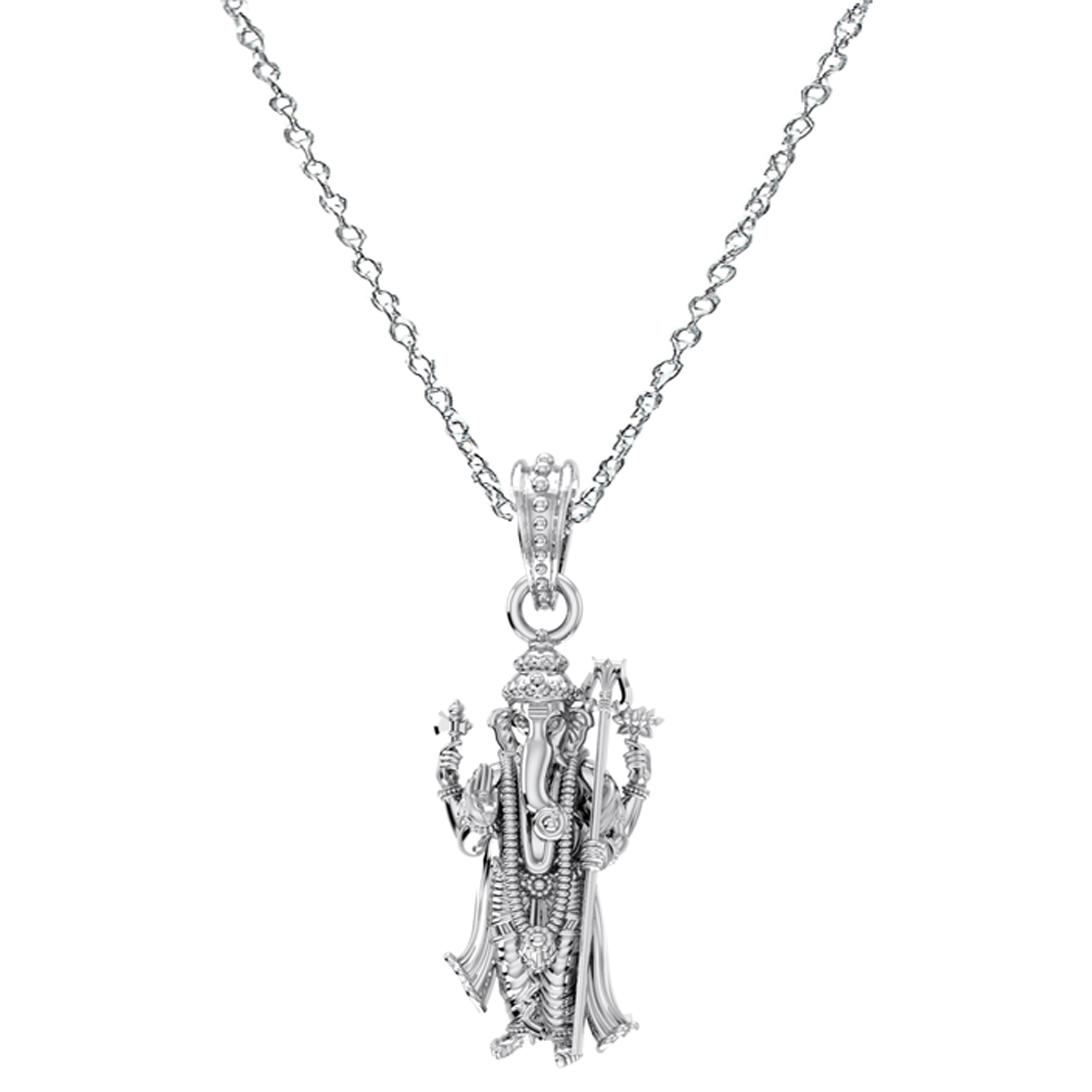 Akshat Sapphire Sterling Silver (92.5% purity) God Ganesha Chain Pendant (Pendant with Anchor Chain-22 inches) for Men & Women Pure Silver Lord Ganapathy Chain Locket for Good Health & Wealth