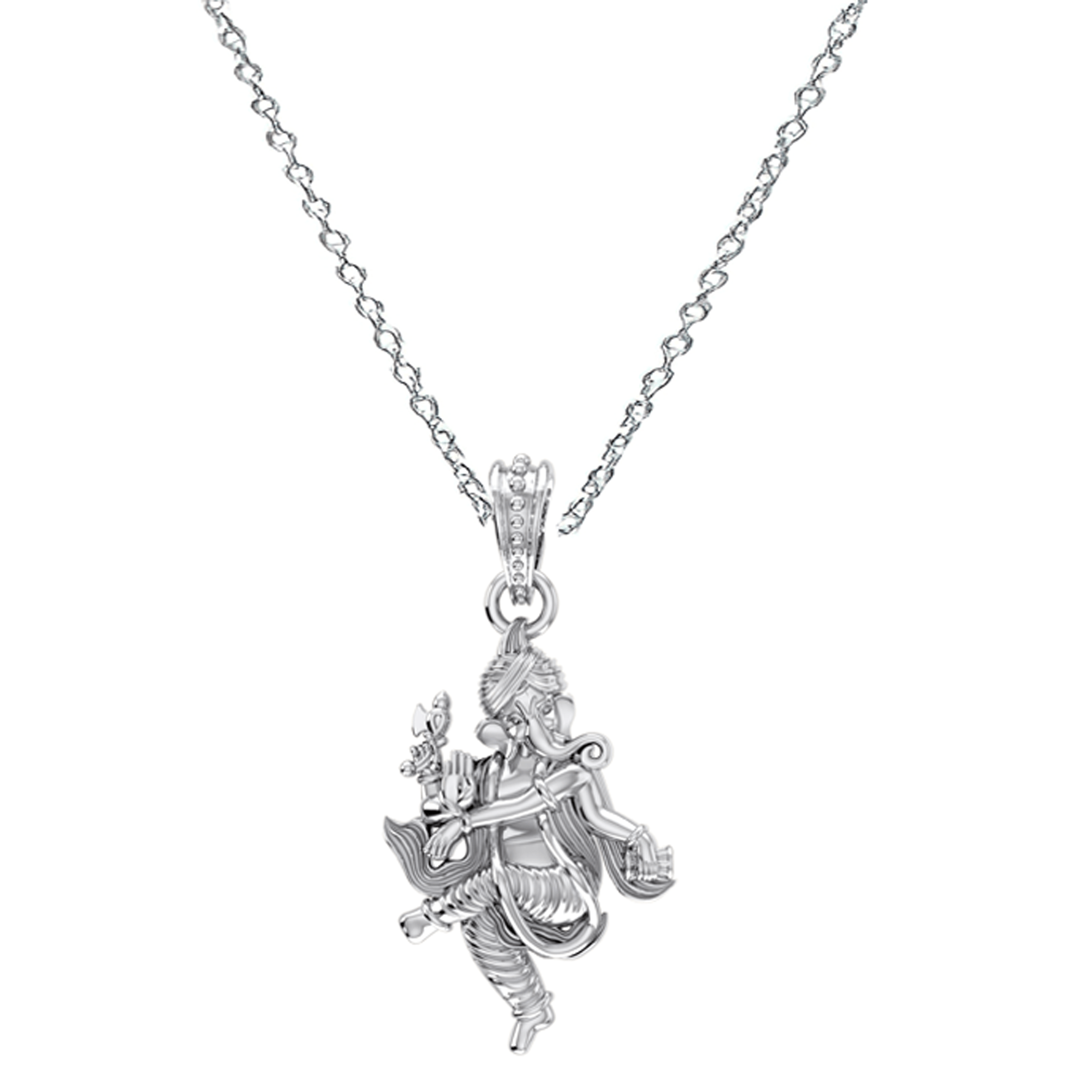 Akshat Sapphire Sterling Silver (92.5% purity) God Ganesha Chain Pendant (Pendant with Anchor Chain-22 inches) for Men & Women Pure Silver Lord Ganapathy Chain Locket for Good Health & Wealth