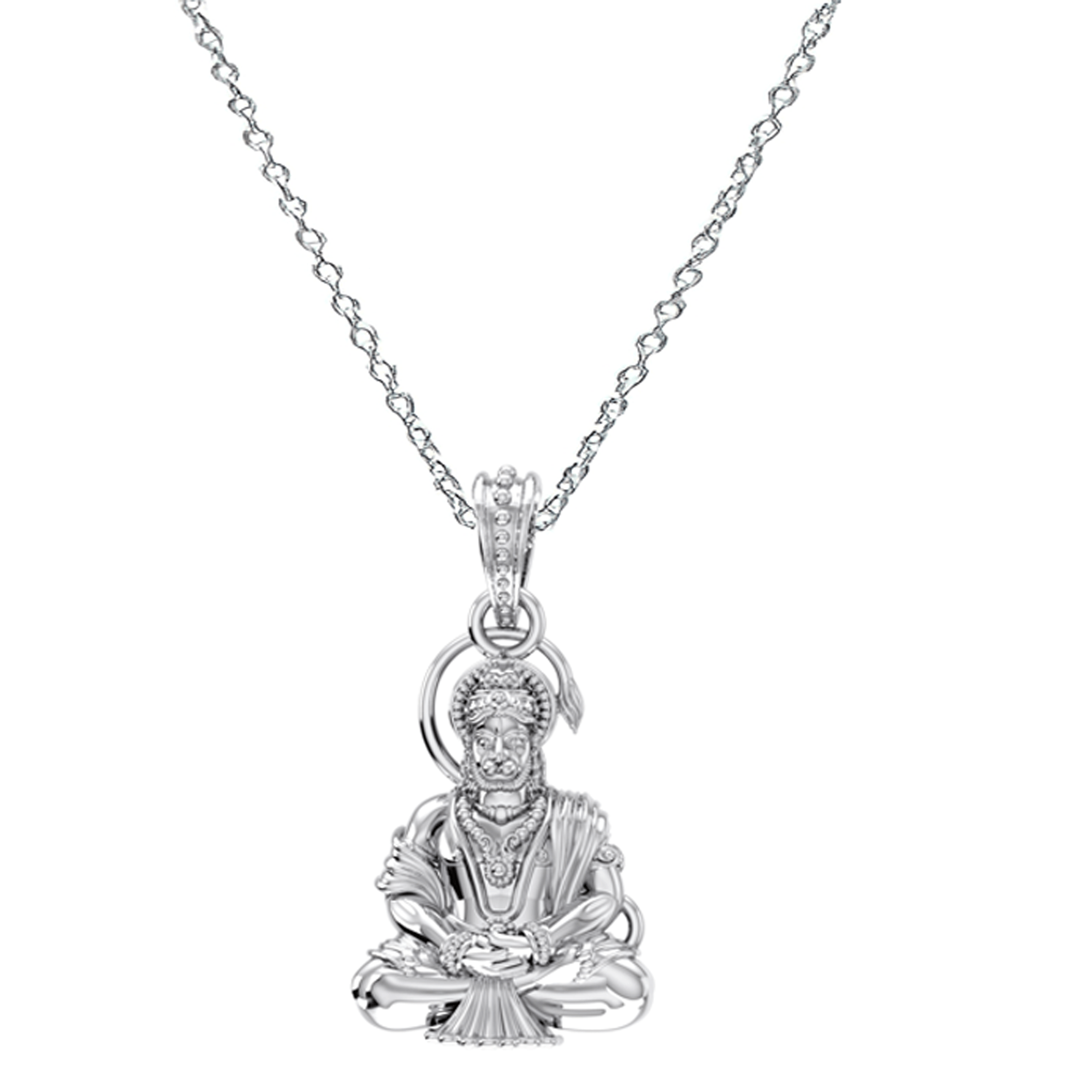 God Hanuman Chain Pendant (Pendant with Anchor Chain- 22 inches) for Men & Women Pure Silver Lord bajrang bali Chain Locket for Good Health & Wealth