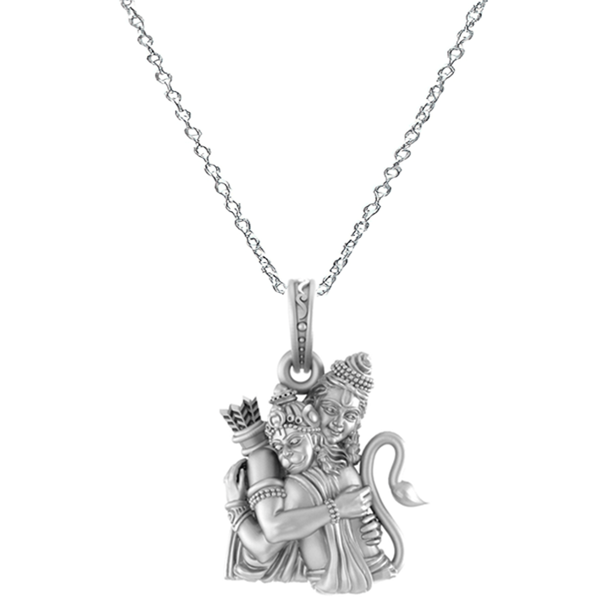 God Hanuman Chain Pendant (Pendant with Anchor Chain- 22 inches) for Men & Women Pure Silver Lord bajrang bali Chain Locket for Good Health & Wealth