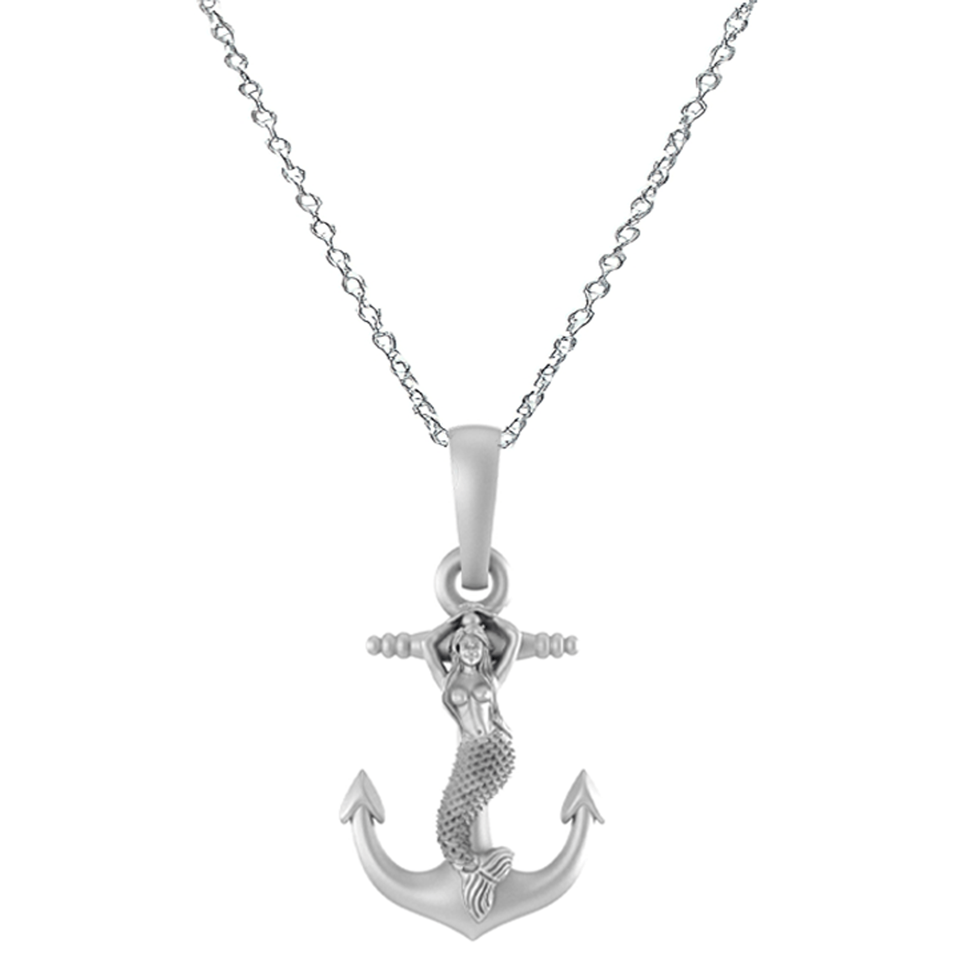 Akshat Sapphire Sterling Silver (92.5% purity) Ship Anchor Chain Pendant (Pendant with Anchor Chain-22 inches) for Men & Women Pure Silver Stylish and fashionable ship anchor chain Locket for Good Health & Wealth