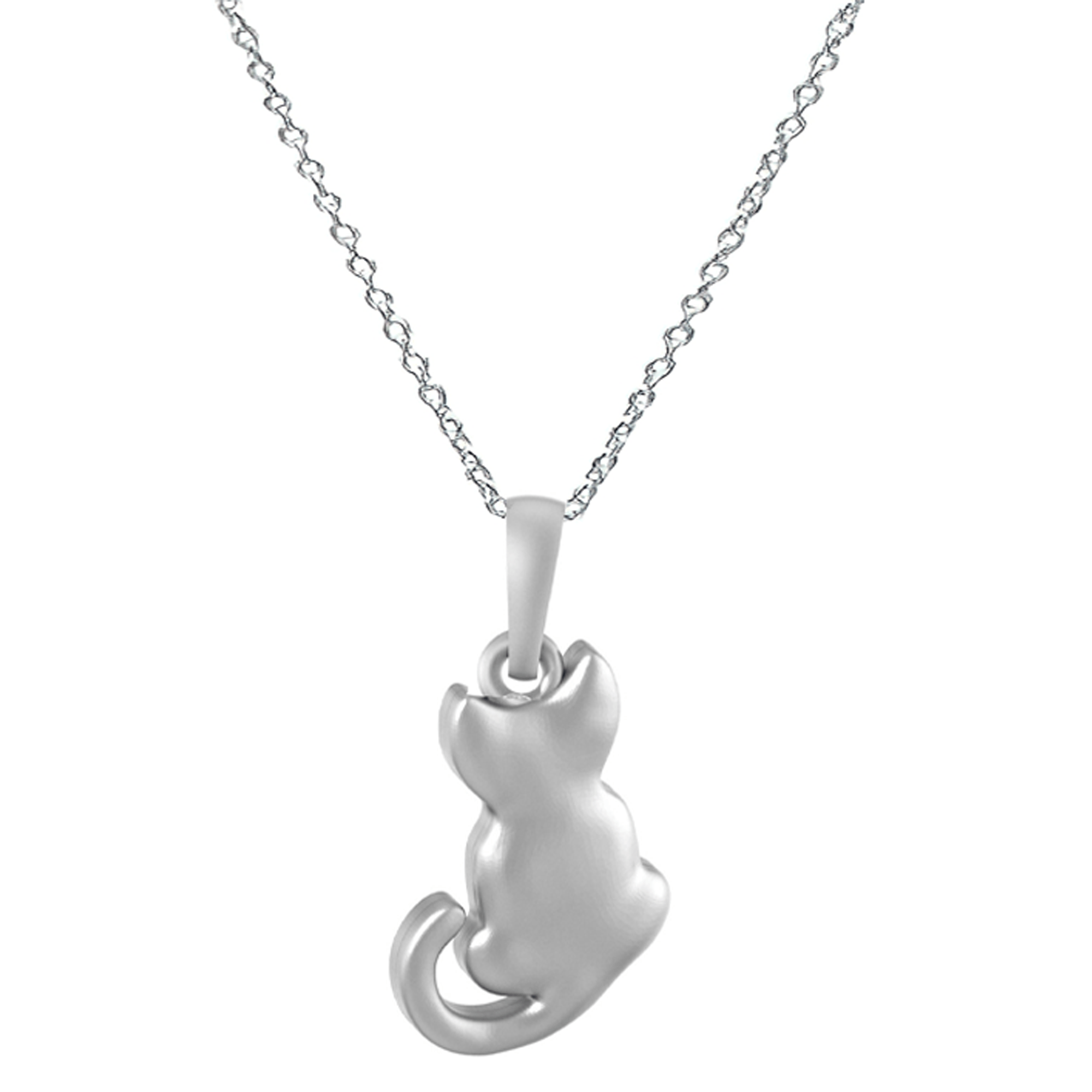 Akshat Sapphire Sterling Silver (92.5% purity) Stylish and Fashionable Cute Cat Chain Pendant (Pendant with Anchor Chain-22 inches) for Men & Women Pure Silver Cat Chain Locket for Happiness and joy
