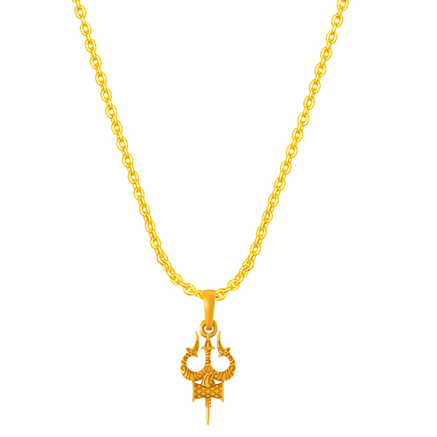 22CT Gold Plated Sterling Silver 92.5% Purity God Shiva Trishul Pendant with Anchor Chain 22 Inches for Men by Akshat Sapphire MPSA7007_Gold