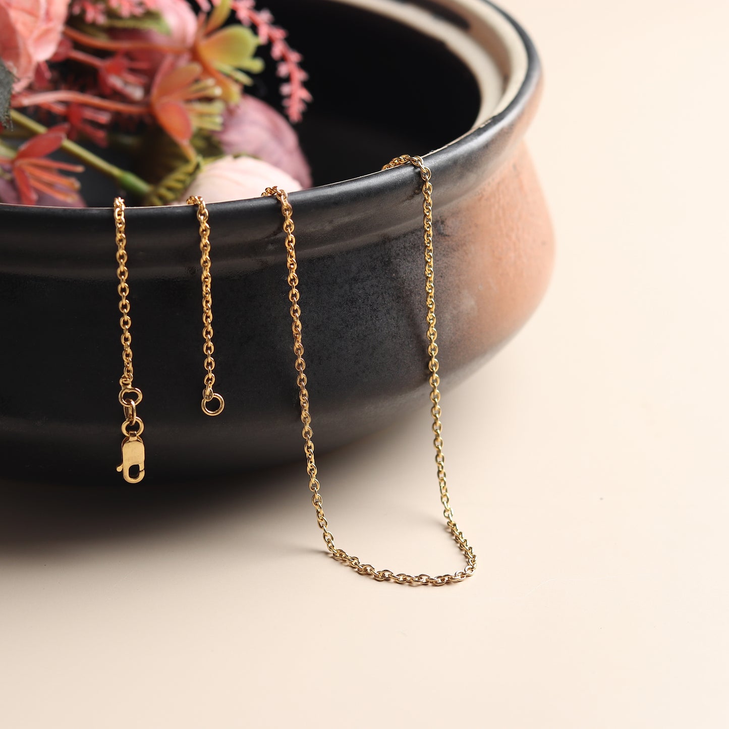 22CT Gold Plated Sterling Silver 92.5% Purity God Shiva Trishul Pendant with Anchor Chain 22 Inches for Men by Akshat Sapphire MPSA7007_Gold