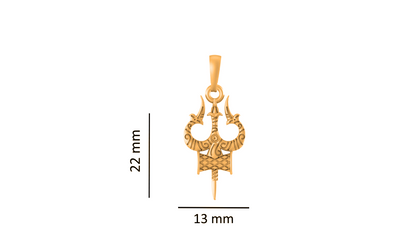 22CT Gold Plated Sterling Silver 92.5% Purity God Shiva Trishul Pendant with Anchor Chain 22 Inches for Men by Akshat Sapphire MPSA7007_Gold