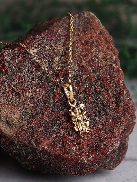 22KT Gold Plated God Hanuman Chain Pendant (Locket with Anchor Chain- 22 inches) for Men & Women