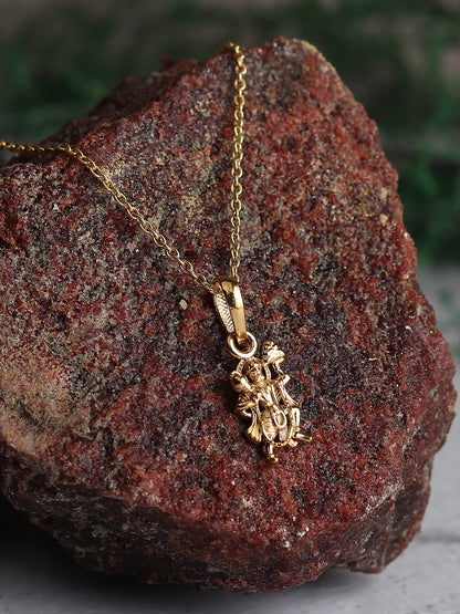 22KT Gold Plated God Hanuman Chain Pendant (Locket with Anchor Chain- 22 inches) for Men & Women