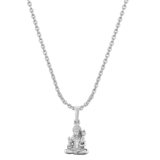 God Hanuman Chain Pendant (Pendant with Anchor Chain- 22 inches) for Men & Women Pure Silver Lord bajrang bali Chain Locket for Good Health & Wealth