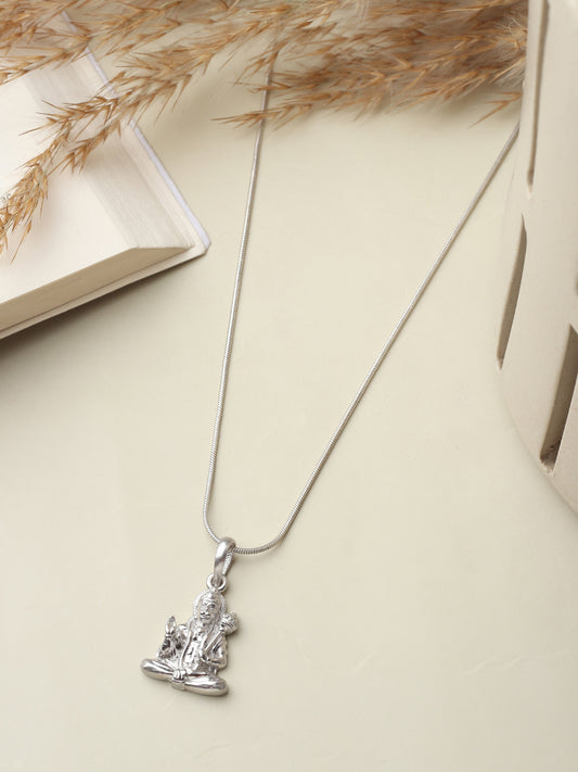 God Hanuman Chain Pendant (Pendant with Anchor Chain- 22 inches) for Men & Women Pure Silver Lord bajrang bali Chain Locket for Good Health & Wealth