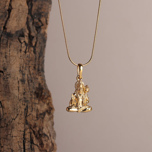 22KT Gold Plated God Hanuman Chain Pendant (Locket with Anchor Chain- 22 inches) for Men & Women
