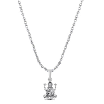 Akshat Sapphire Sterling Silver (92.5% purity) Goddess Laxmi Ji Chain Pendant (Pendant with Anchor Chain-22 inches) for Men & Women Pure Silver Lord Laxmi Ji Chain Locket for Health & Wealth