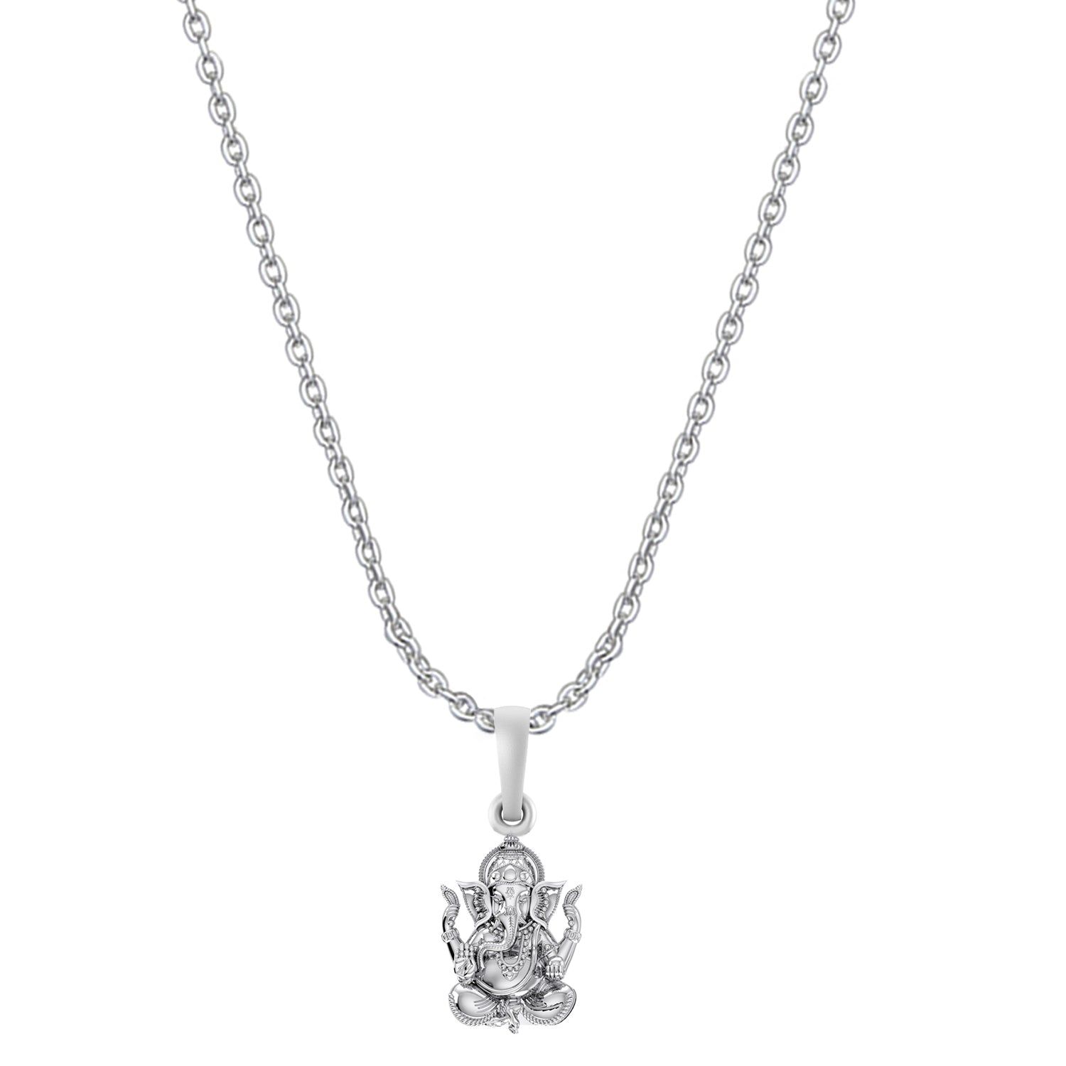 Akshat Sapphire Sterling Silver (92.5% purity) God Ganesha Chain Pendant (Pendant with Anchor Chain-22 inches) for Men & Women Pure Silver Lord Ganapathy Chain Locket for Good Health & Wealth