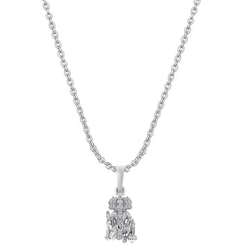 Akshat Sapphire Sterling Silver (92.5% purity) God Panchmukhi Hanuman Chain Pendant (Pendant with Anchor Chain- 22 inches) for Men & Women Pure Silver Lord Panchmukhi Hanuman Chain Locket for Good Health & Wealth
