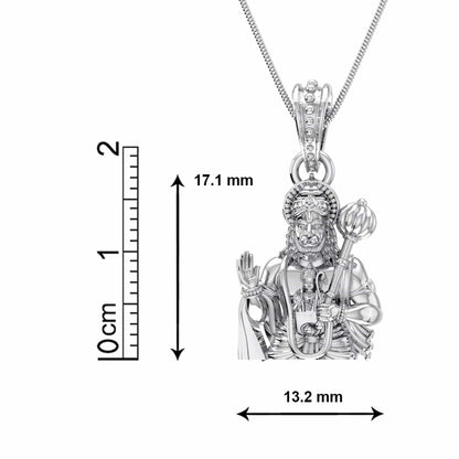 God Hanuman Chain Pendant (Pendant with Anchor Chain- 22 inches) for Men & Women Pure Silver Lord bajrang bali Chain Locket for Good Health & Wealth