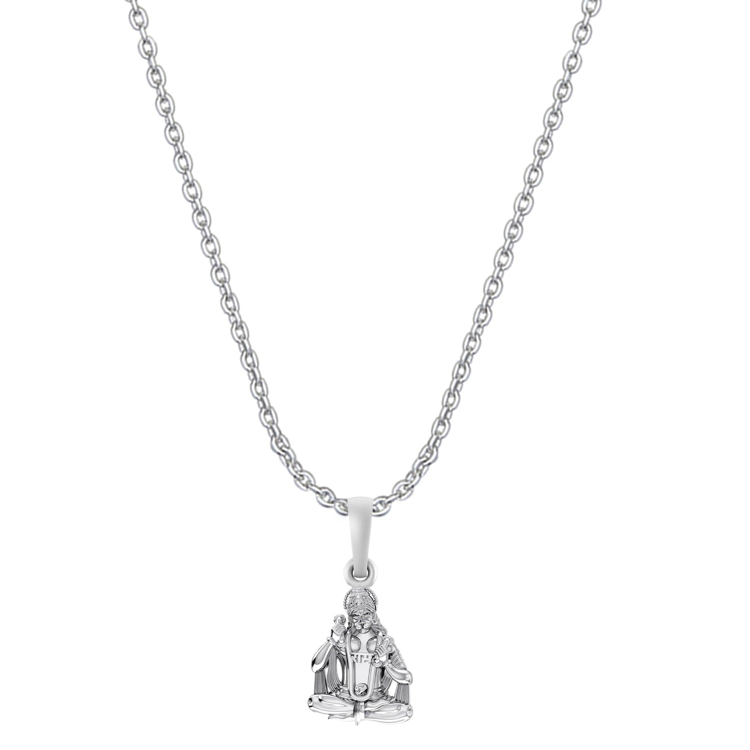 God Hanuman Chain Pendant (Pendant with Anchor Chain- 22 inches) for Men & Women Pure Silver Lord bajrang bali Chain Locket for Good Health & Wealth